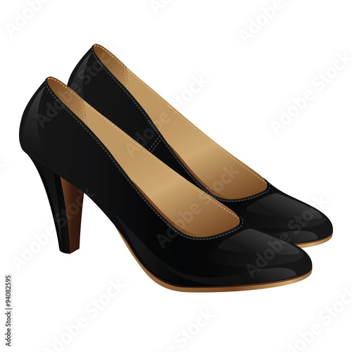 Classic woman shoes. Black court shoes isolated on white background