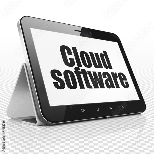 Cloud computing concept: Tablet Computer with Cloud Software on