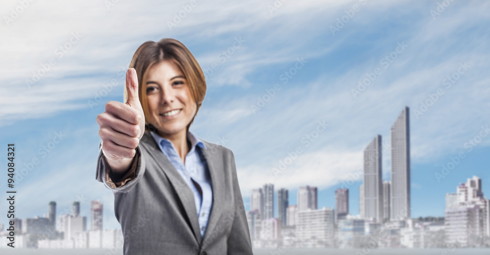 beautiful young executive woman doing okay sign beautiful young executive woman doing okay sign