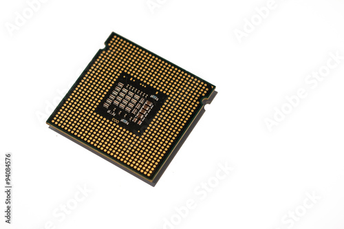 Computer CPU Processor Chip from the bottom side isolated on white background