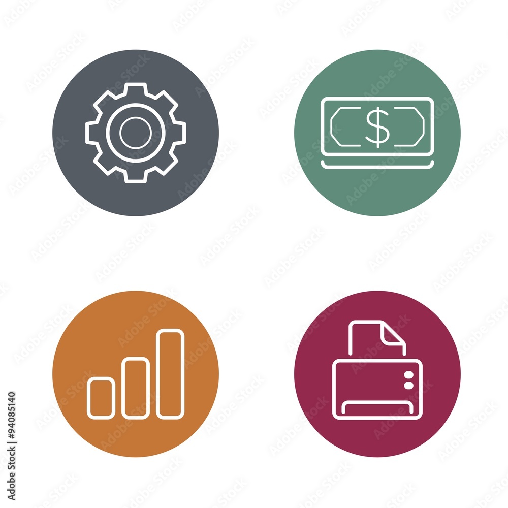 Vector Round Circle Buttons with Icons can be used as Logo or Icon