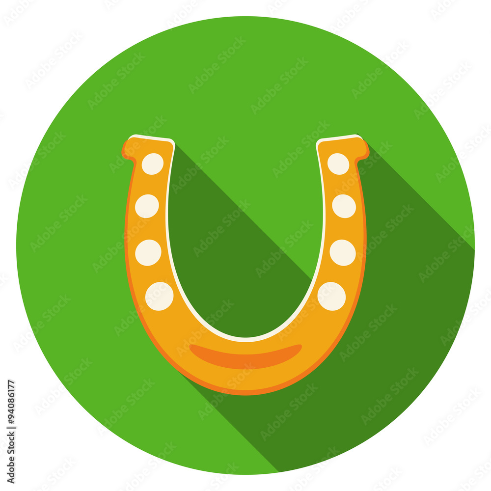 Flat design vector horseshoe icon with long shadow, isolated Flat design vector horseshoe icon with long shadow, isolated