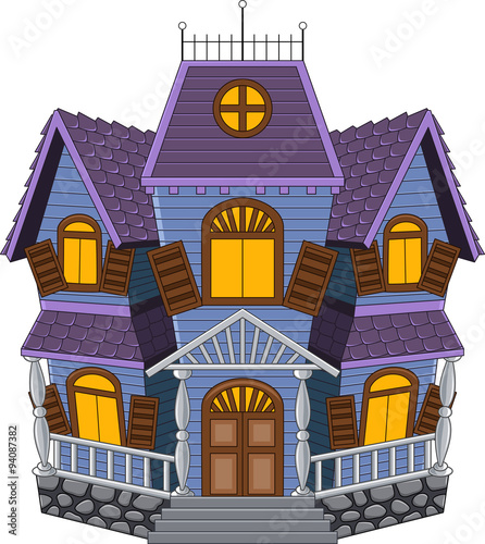 Cartoon scary house isolated on white background