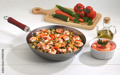 scampi con verdure