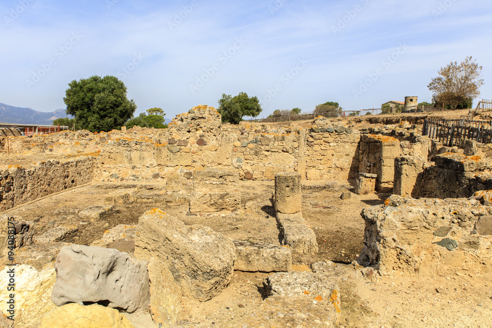 Archeologische opgraving van de Fenicische nederzetting Nora op Sardinië