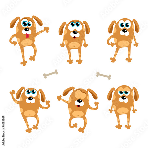 Cartoon dogs - vector set. Isolated illustration in flat style.