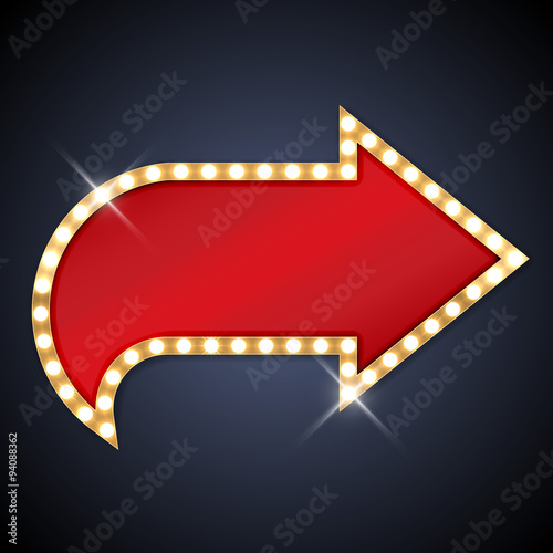 Retro light bulb arrow with space for text