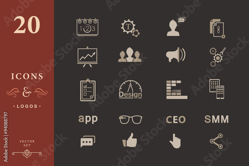 Set of modern icons app, seo, smm