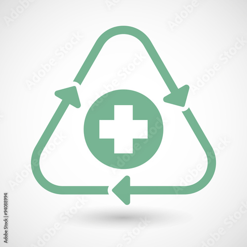 Line art recycle sign icon with a pharmacy sign