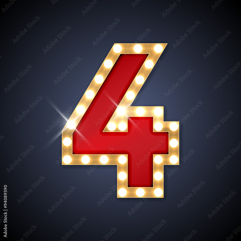 Vector illustration retro signboard number 4 four