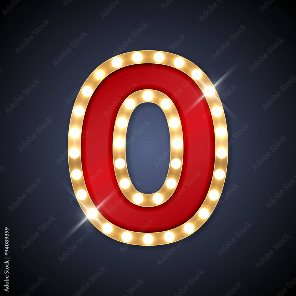 Vector illustration retro signboard number 0 zero