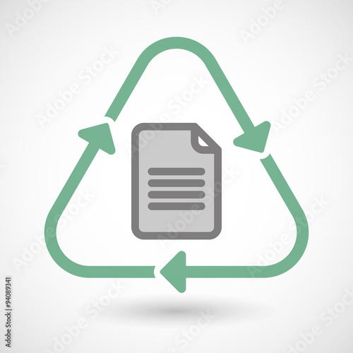 Line art recycle sign icon with a document