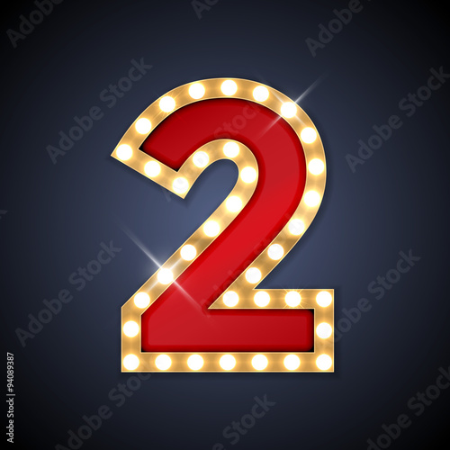 Vector illustration retro signboard number 2 two