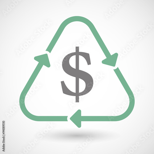 Line art recycle sign icon with a dollar sign