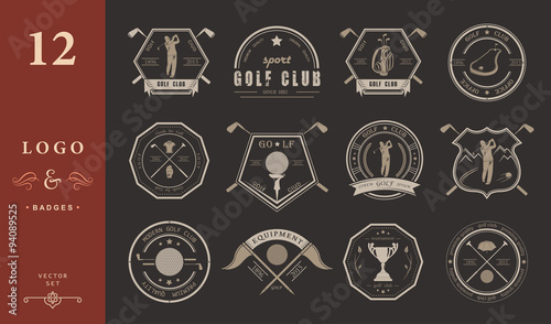 Vector set of logos and icons golf clubs