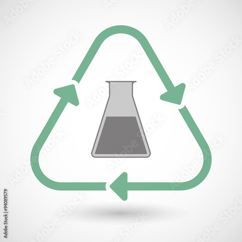 Line art recycle sign icon with a flask