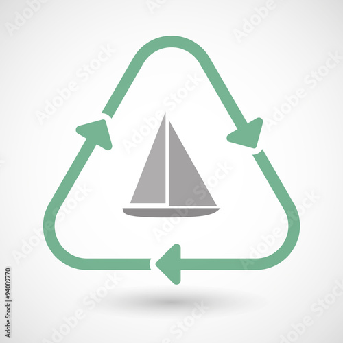 Line art recycle sign icon with a ship