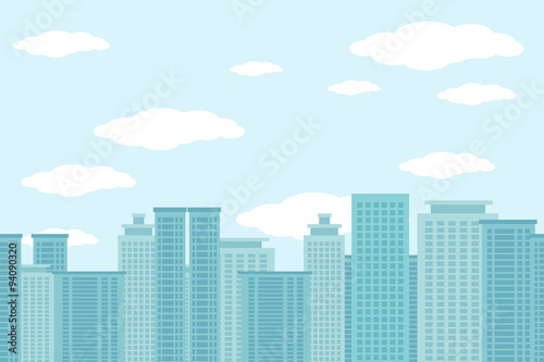 City of skyscrapers horizontal seamless pattern