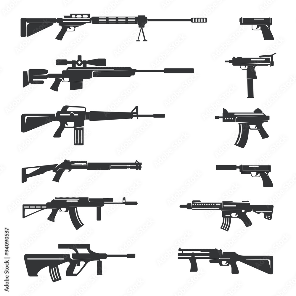 Vector set of guns icons
