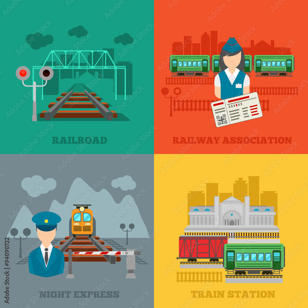 Set of railway flat concepts