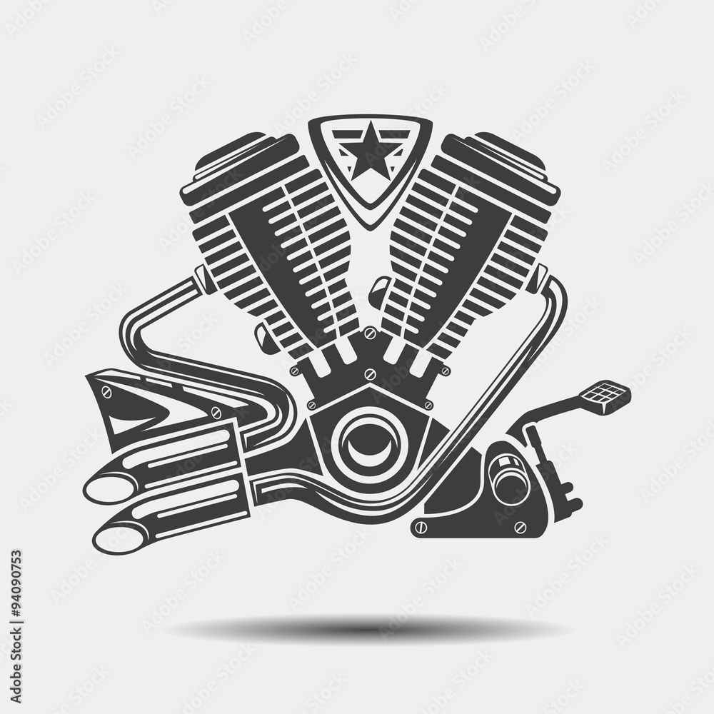 Car engine or motorbike motor black icon