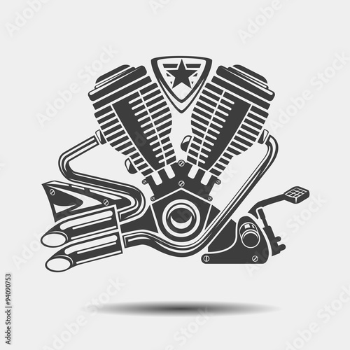 Car engine or motorbike motor black icon