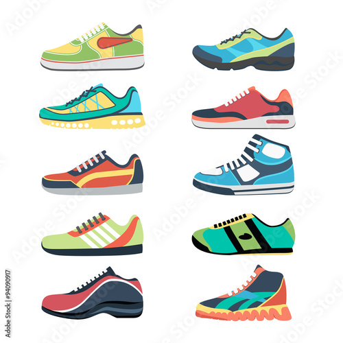 Sports shoes vector set
