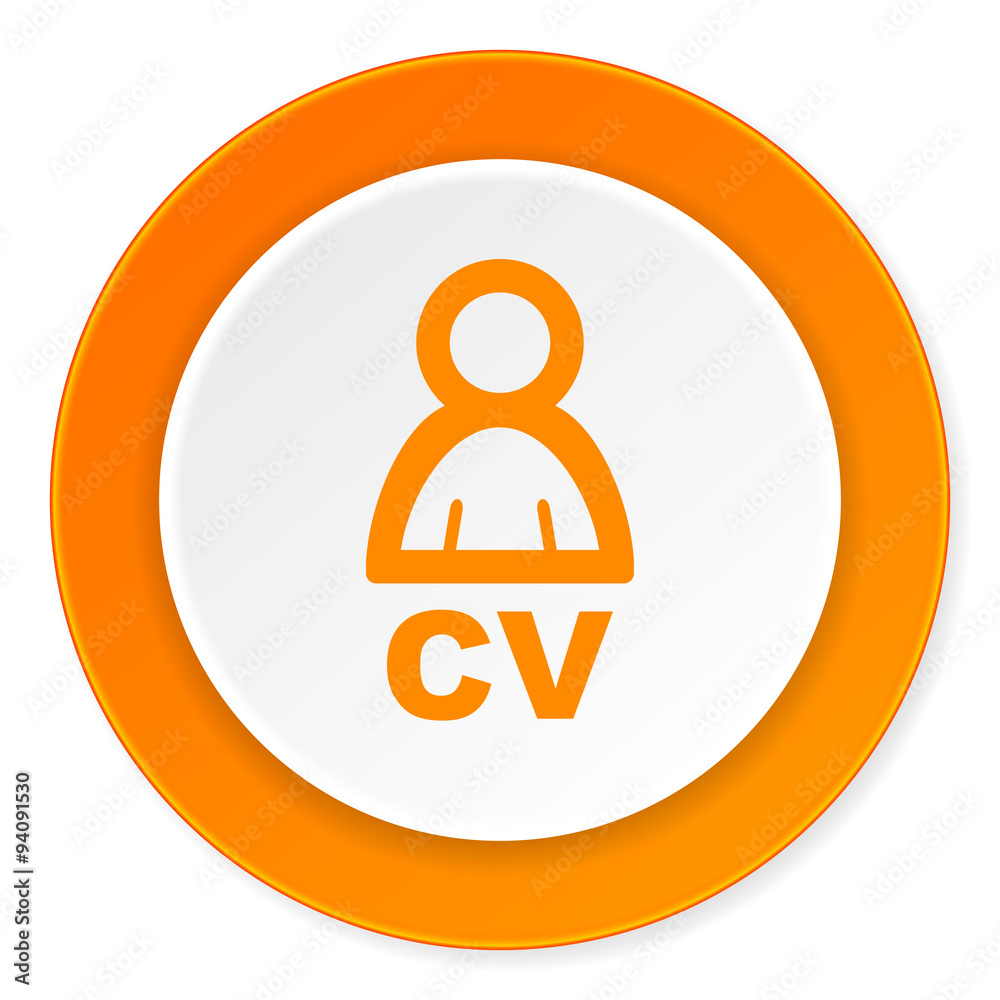 cv orange circle 3d modern design flat icon on white background cv orange circle 3d modern design flat icon on white background