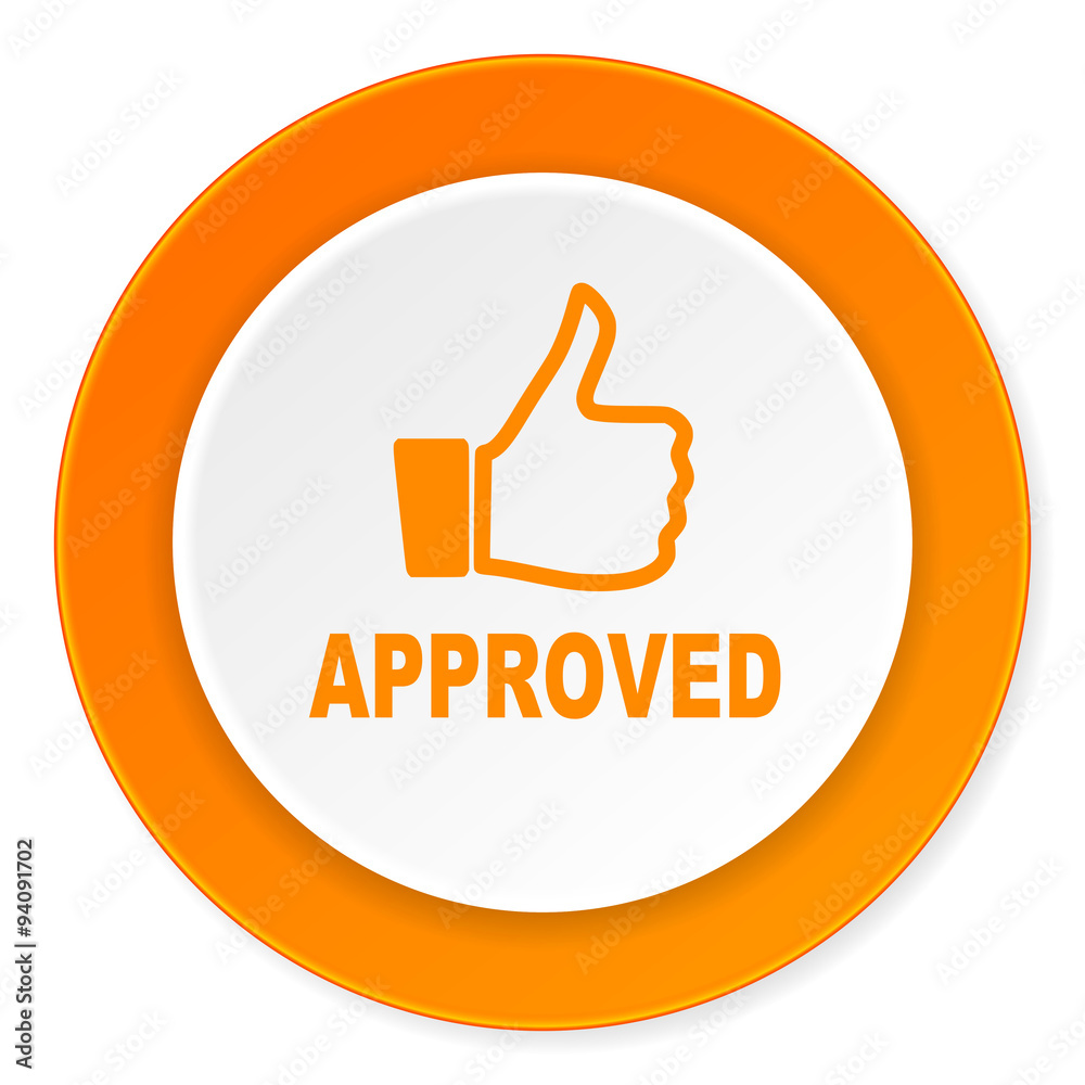 approved orange circle 3d modern design flat icon on white background approved orange circle 3d modern design flat icon on white background