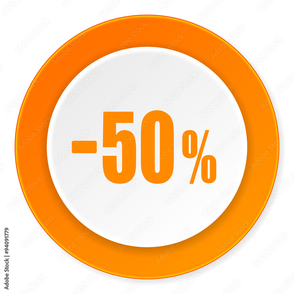 50 percent sale retail orange circle 3d modern design flat icon on white background 50 percent sale retail orange circle 3d modern design flat icon on white background