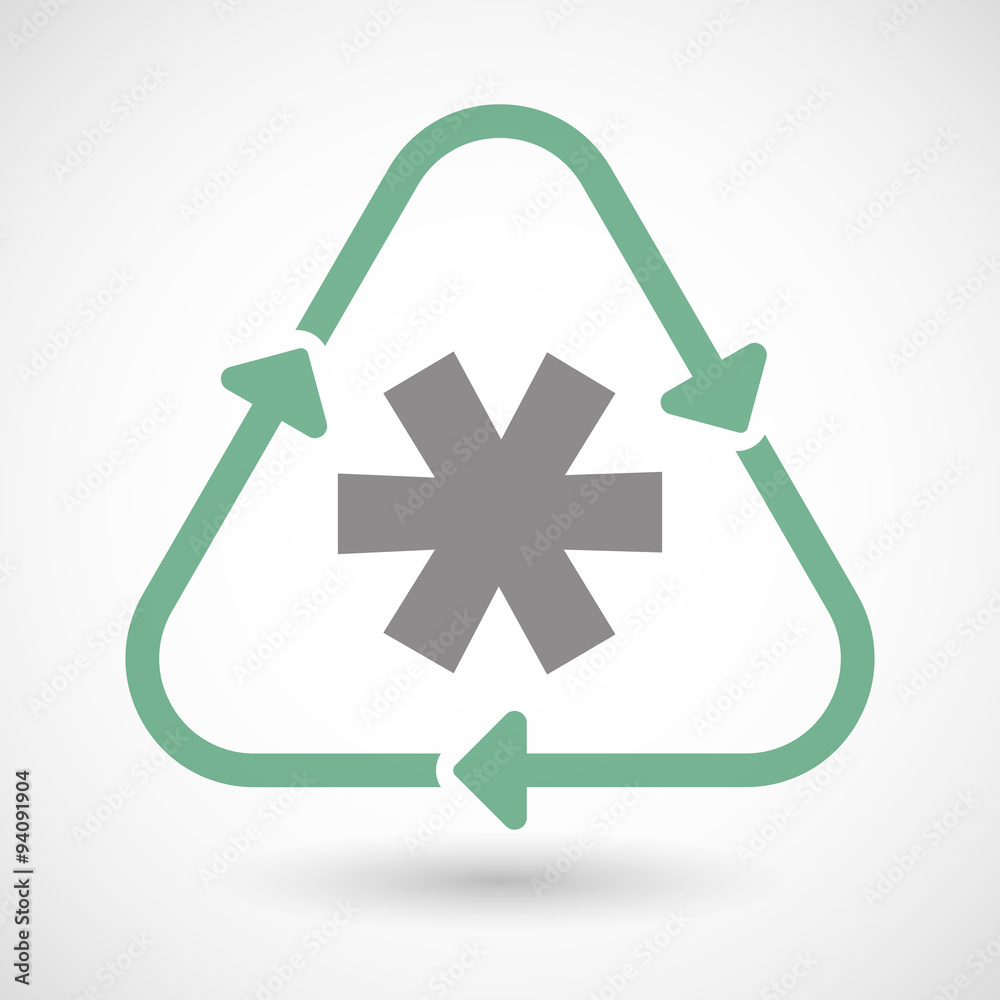 Line art recycle sign icon with an asterisk Line art recycle sign icon with an asterisk