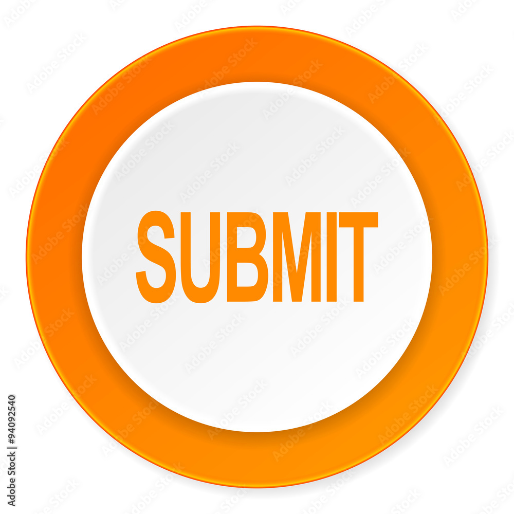 submit orange circle 3d modern design flat icon on white background submit orange circle 3d modern design flat icon on white background
