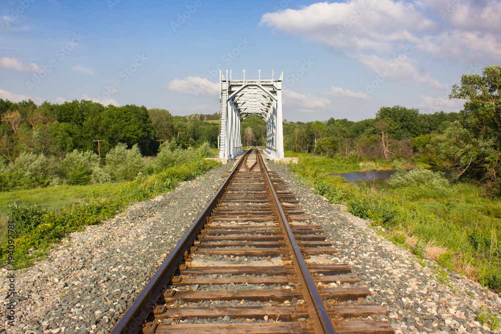 Russian railway and railroad bridge Russian railway and railroad bridge
