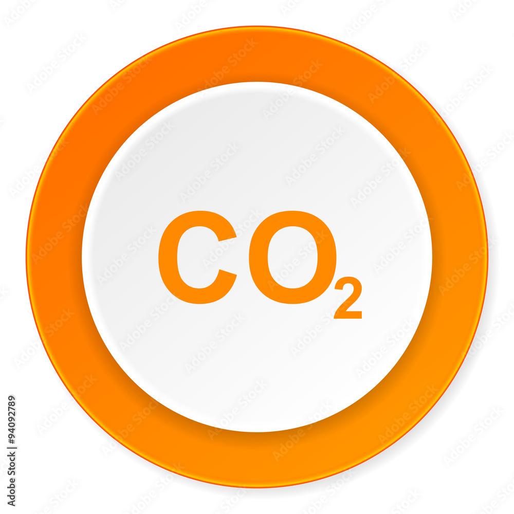 carbon dioxide orange circle 3d modern design flat icon on white background carbon dioxide orange circle 3d modern design flat icon on white background