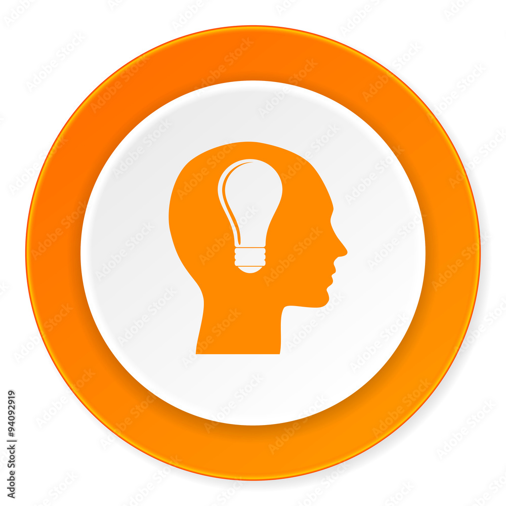 head orange circle 3d modern design flat icon on white background head orange circle 3d modern design flat icon on white background