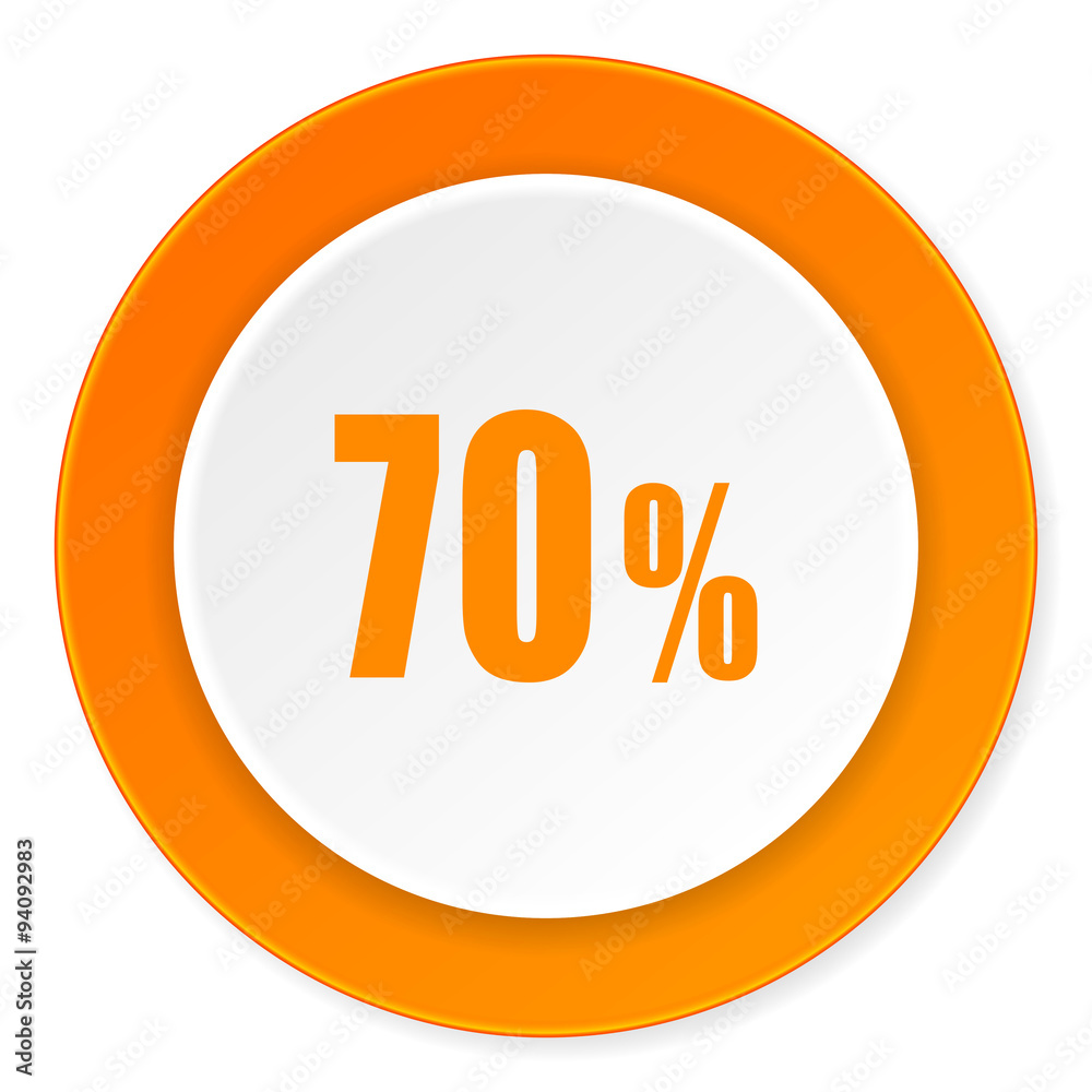 70 percent orange circle 3d modern design flat icon on white background 70 percent orange circle 3d modern design flat icon on white background
