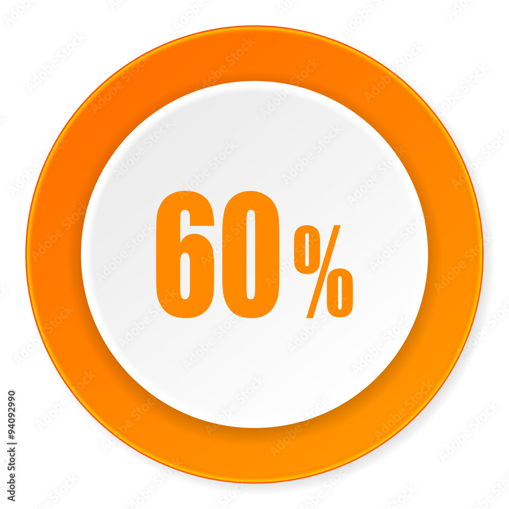 60 percent orange circle 3d modern design flat icon on white background 60 percent orange circle 3d modern design flat icon on white background