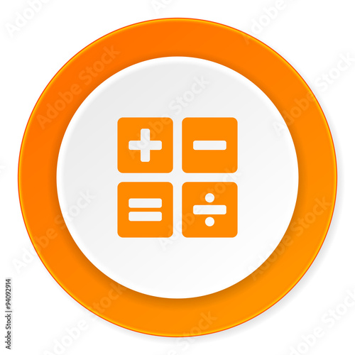 calculator orange circle 3d modern design flat icon on white background