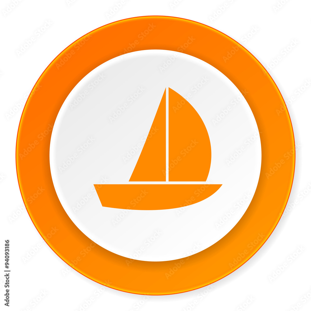 yacht orange circle 3d modern design flat icon on white background yacht orange circle 3d modern design flat icon on white background