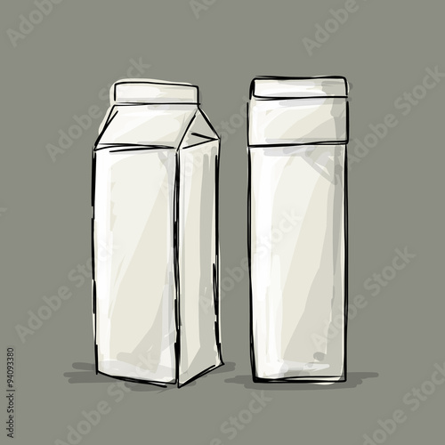 Cardboard milk package, sketch for your design