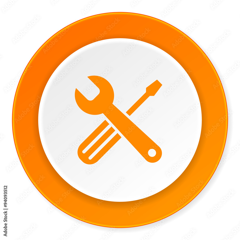 tools orange circle 3d modern design flat icon on white background tools orange circle 3d modern design flat icon on white background
