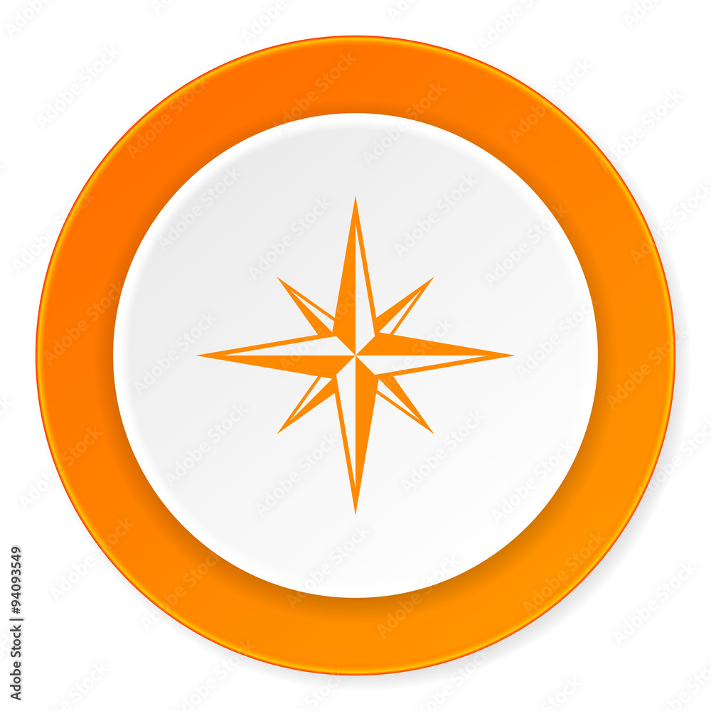 compass orange circle 3d modern design flat icon on white background compass orange circle 3d modern design flat icon on white background