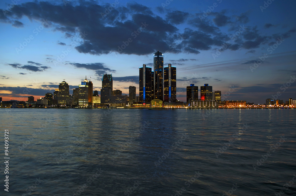 Detroit City Panoramic Night Shot With Lights 2015 Detroit City Panoramic Night Shot With Lights 2015