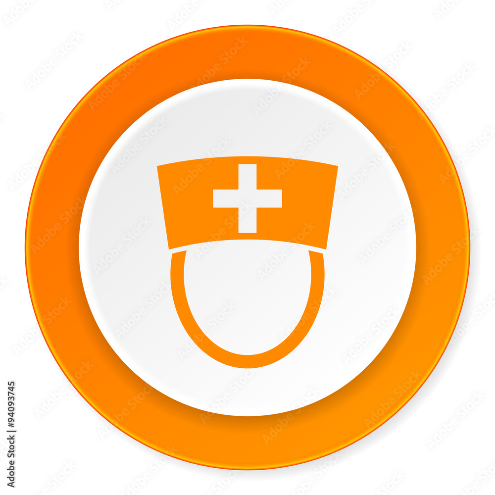nurse orange circle 3d modern design flat icon on white background nurse orange circle 3d modern design flat icon on white background
