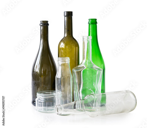 variety of glass bottles and jars