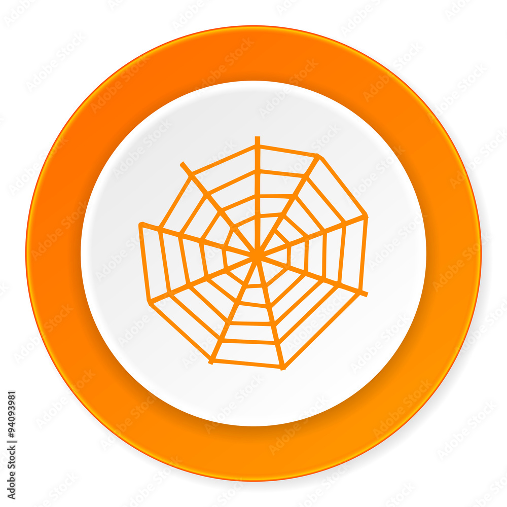 spider web orange circle 3d modern design flat icon on white background spider web orange circle 3d modern design flat icon on white background