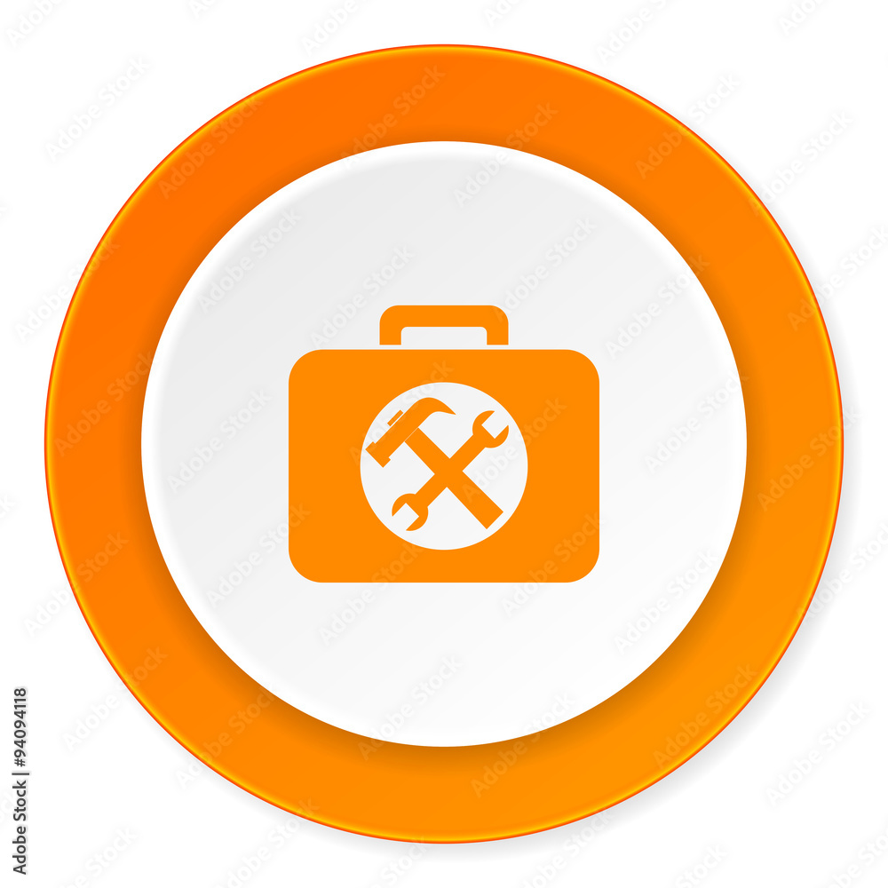 toolkit orange circle 3d modern design flat icon on white background toolkit orange circle 3d modern design flat icon on white background