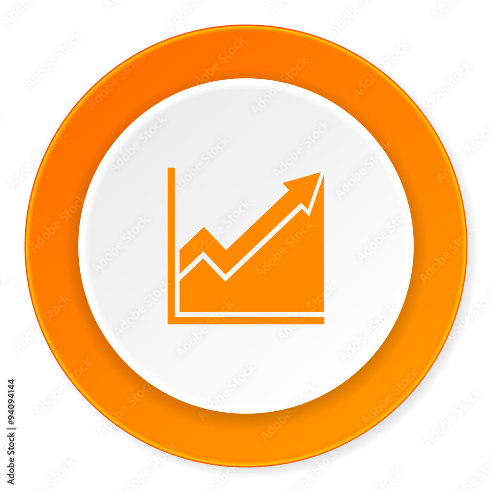 histogram orange circle 3d modern design flat icon on white background histogram orange circle 3d modern design flat icon on white background