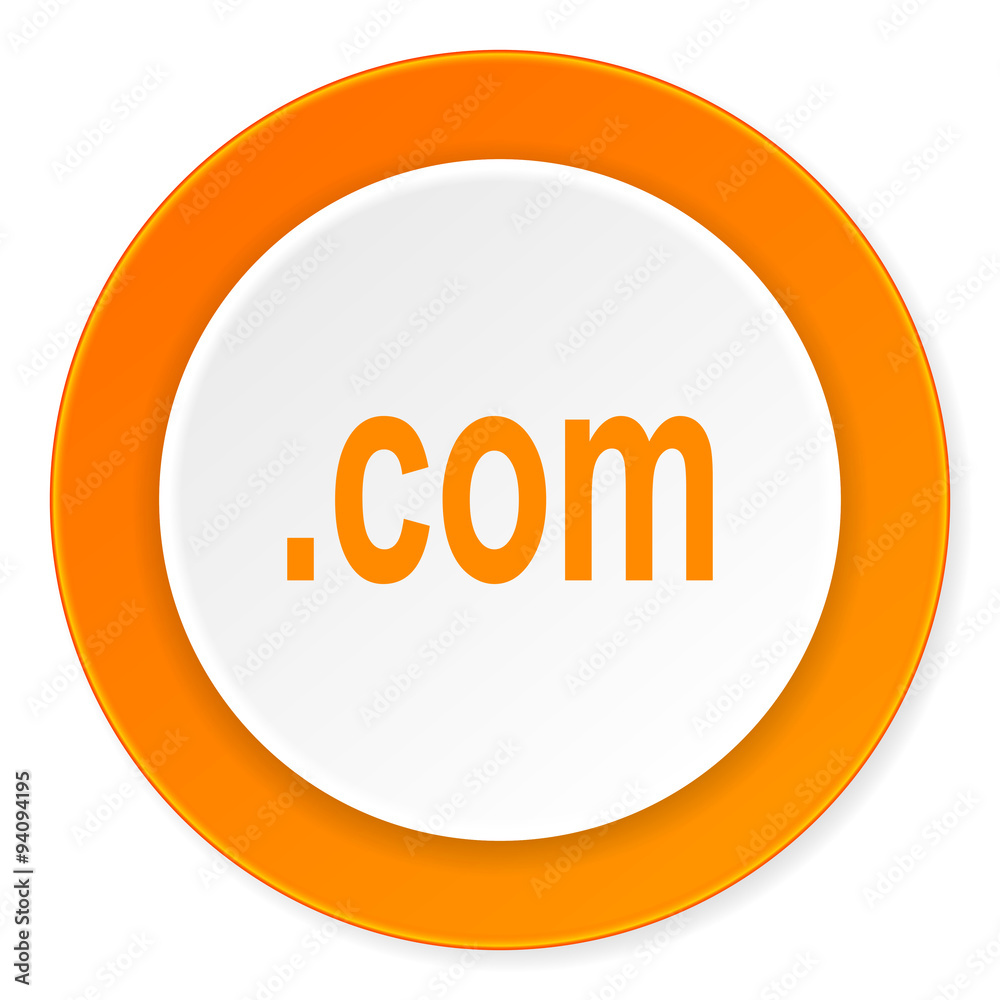 com orange circle 3d modern design flat icon on white background com orange circle 3d modern design flat icon on white background