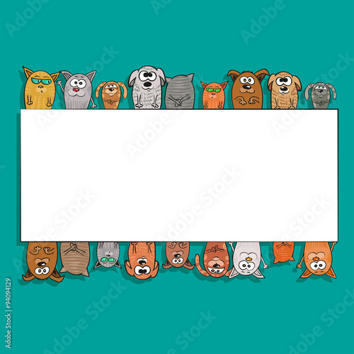 cats and dogs - Template of background for text. Vector